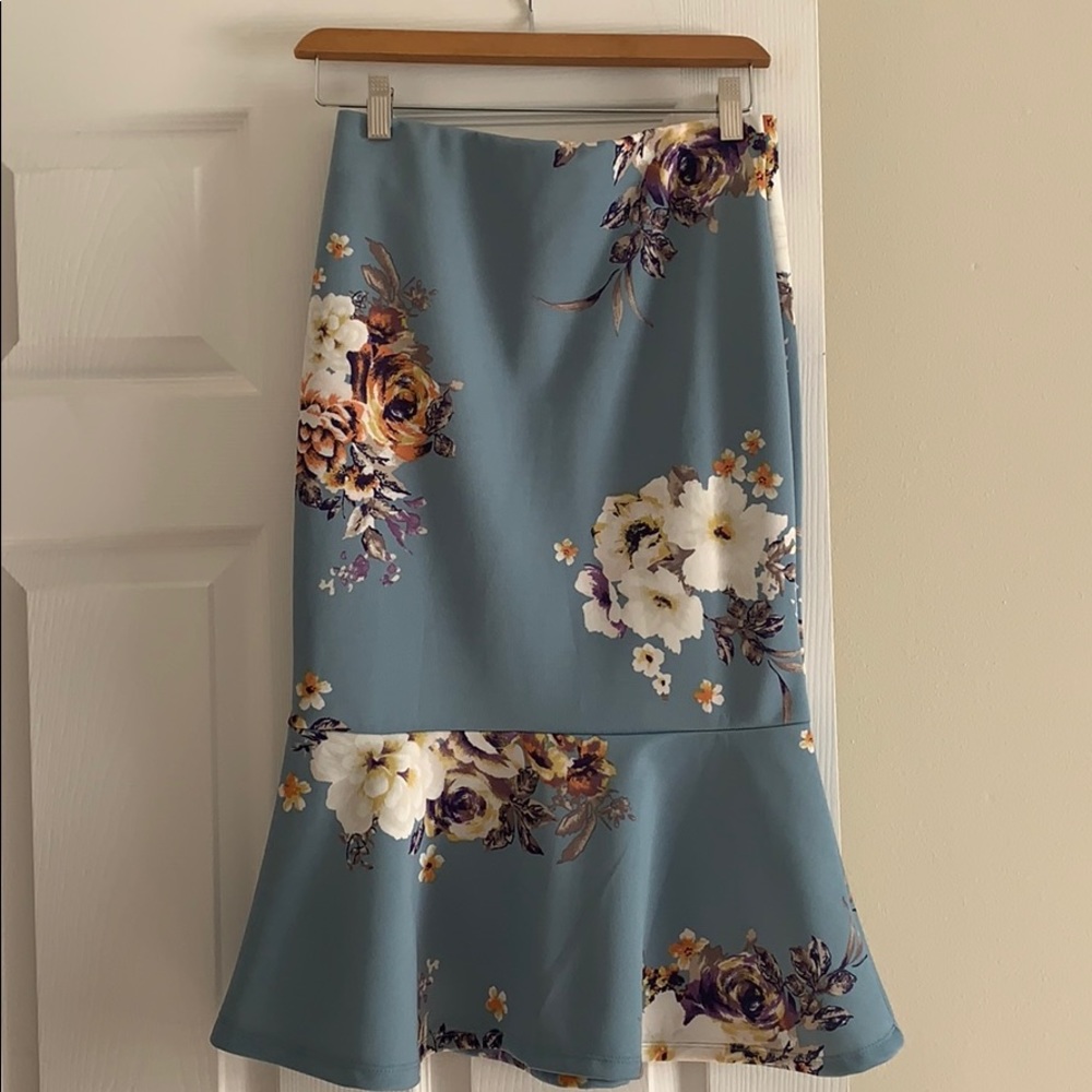 Baby Blue Floral Skirt